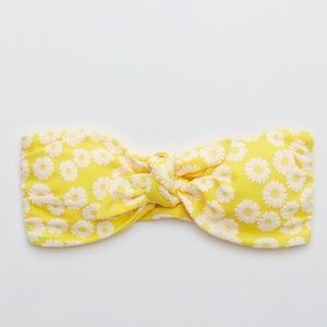 Aerie jacquard tie front bandeau swim suit top